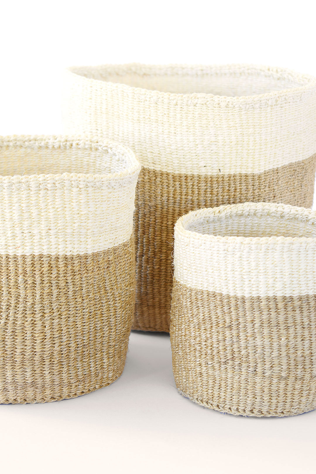 Beige and Cream Sisal Nesting Basket Set