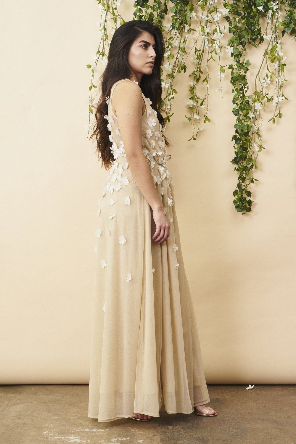 Floral Ombre Maxi Gown - Champagne + Cream