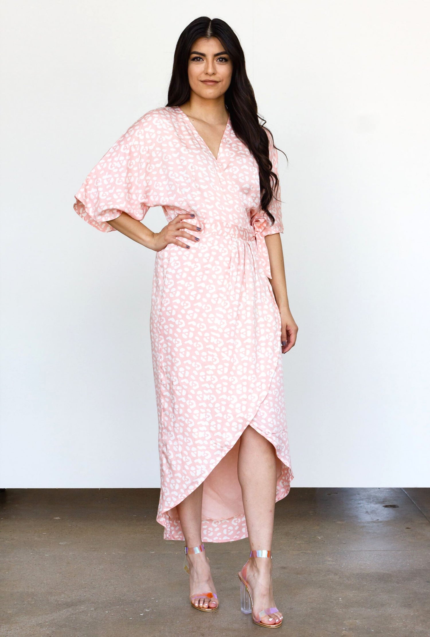 wrap blush dress