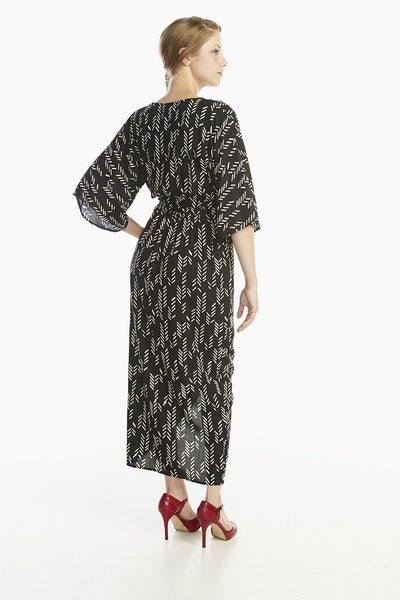 Stylized Feather Modal Wrap Dress - Black + Cream – Made Trade