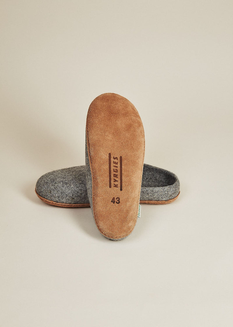 leather wool slippers