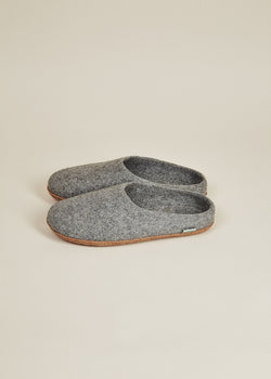 Women's All Natural Sole Low Back Wool Slippers - Gray Women's Shoes Kyrgies 