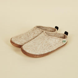 Women's Wool Slipper Slides - Oatmeal Slippers Kyrgies 