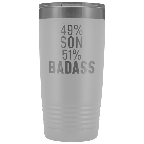 Best Son Gift: 49% Son 51% Badass Insulated Tumbler 20oz $29.99 | White Tumblers