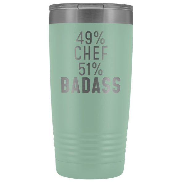 Funny Chef Gift: 49% Chef 51% Badass Insulated Tumbler 20oz $29.99 | Teal Tumblers