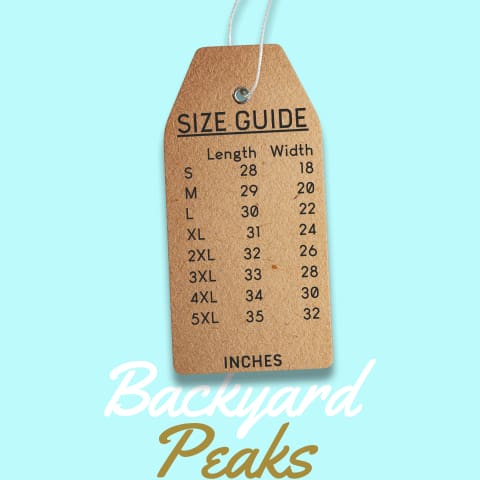 BackyardPeaks T-Shirt Sizing Guide US Inches