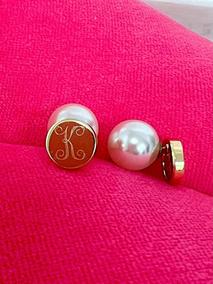 Initial Pearl Peek-a-Boo Studs - Sunshine Sisters 