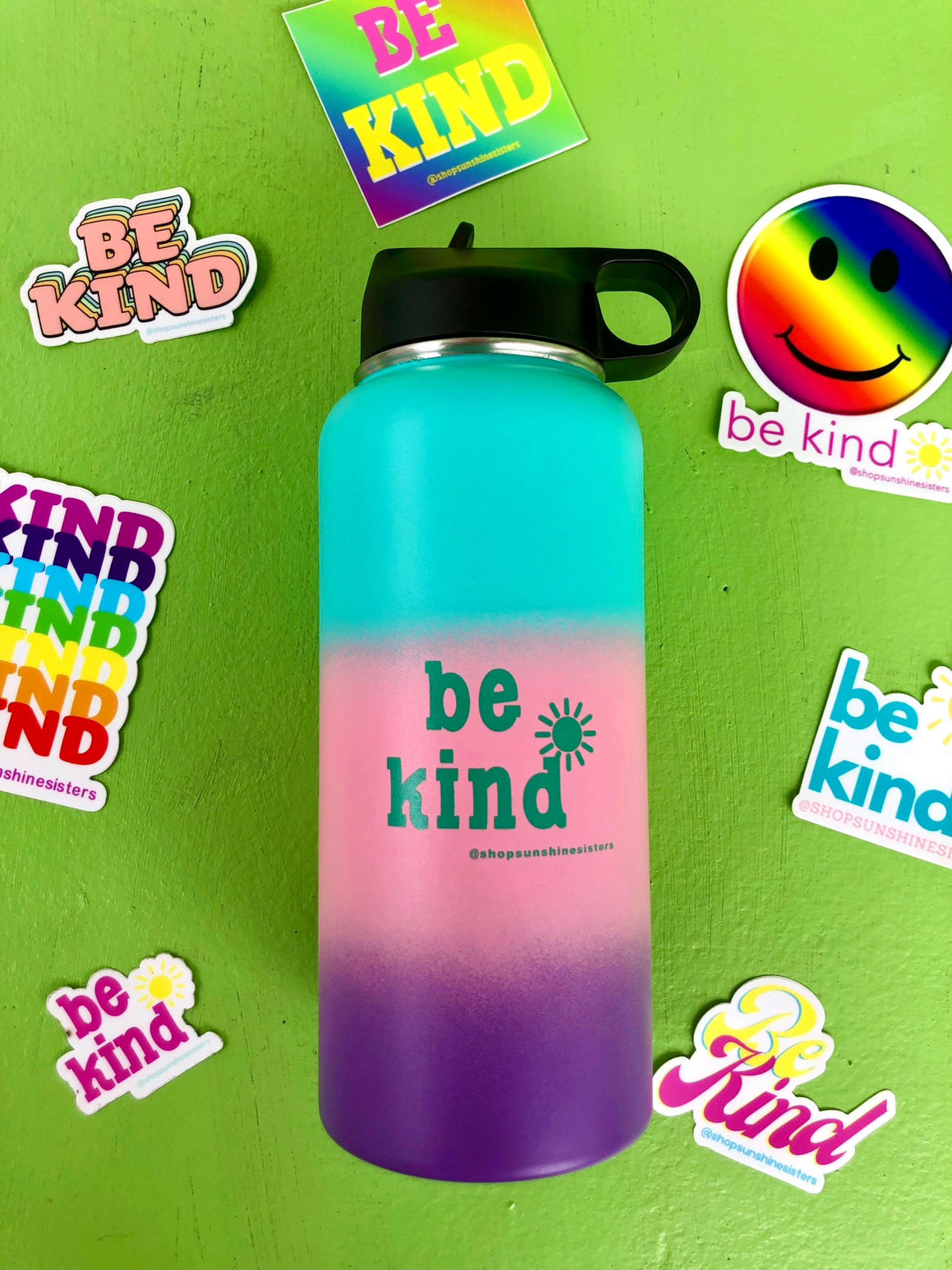 Be Kind Ombré Water Bottle + FREE Sticker Pack - Sunshine ...