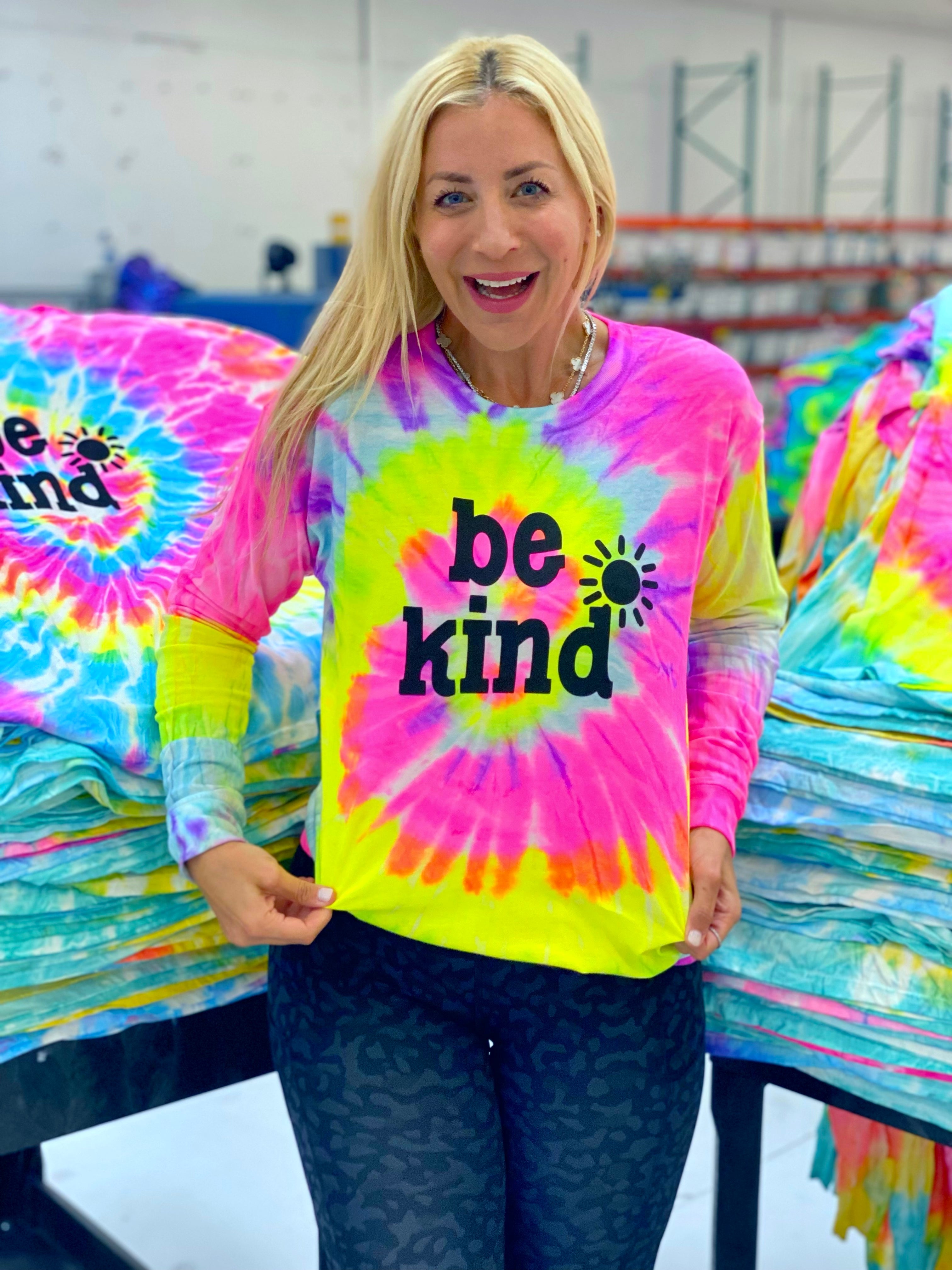 Image of BE KIND MYSTERY LONG SLEEVE TEE - BLACK WRITING