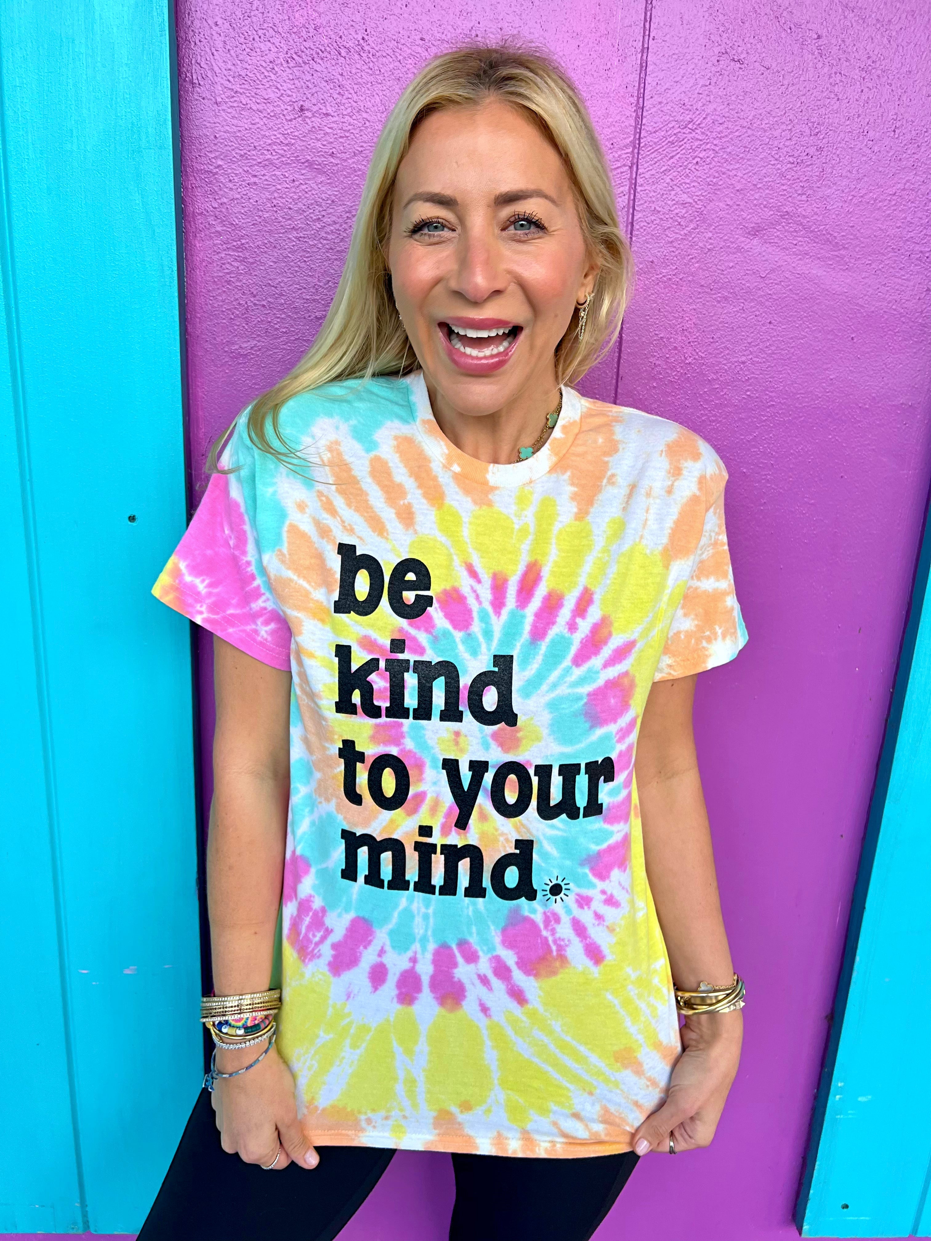 Image of Be Kind To Your Mind Rainbow Tee - Mental Health