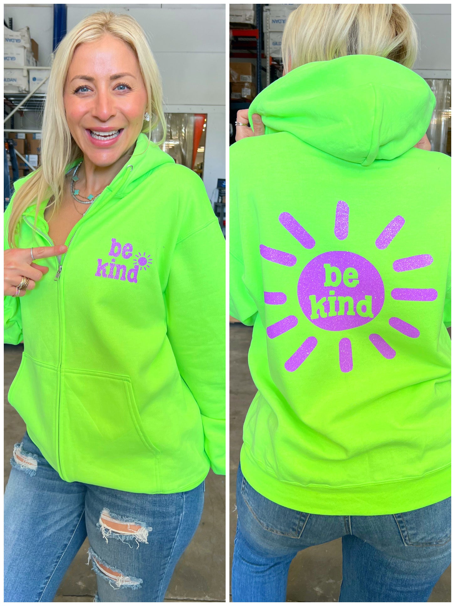 Image of Be Kind Lime Sorbet Zip Up Hoodie