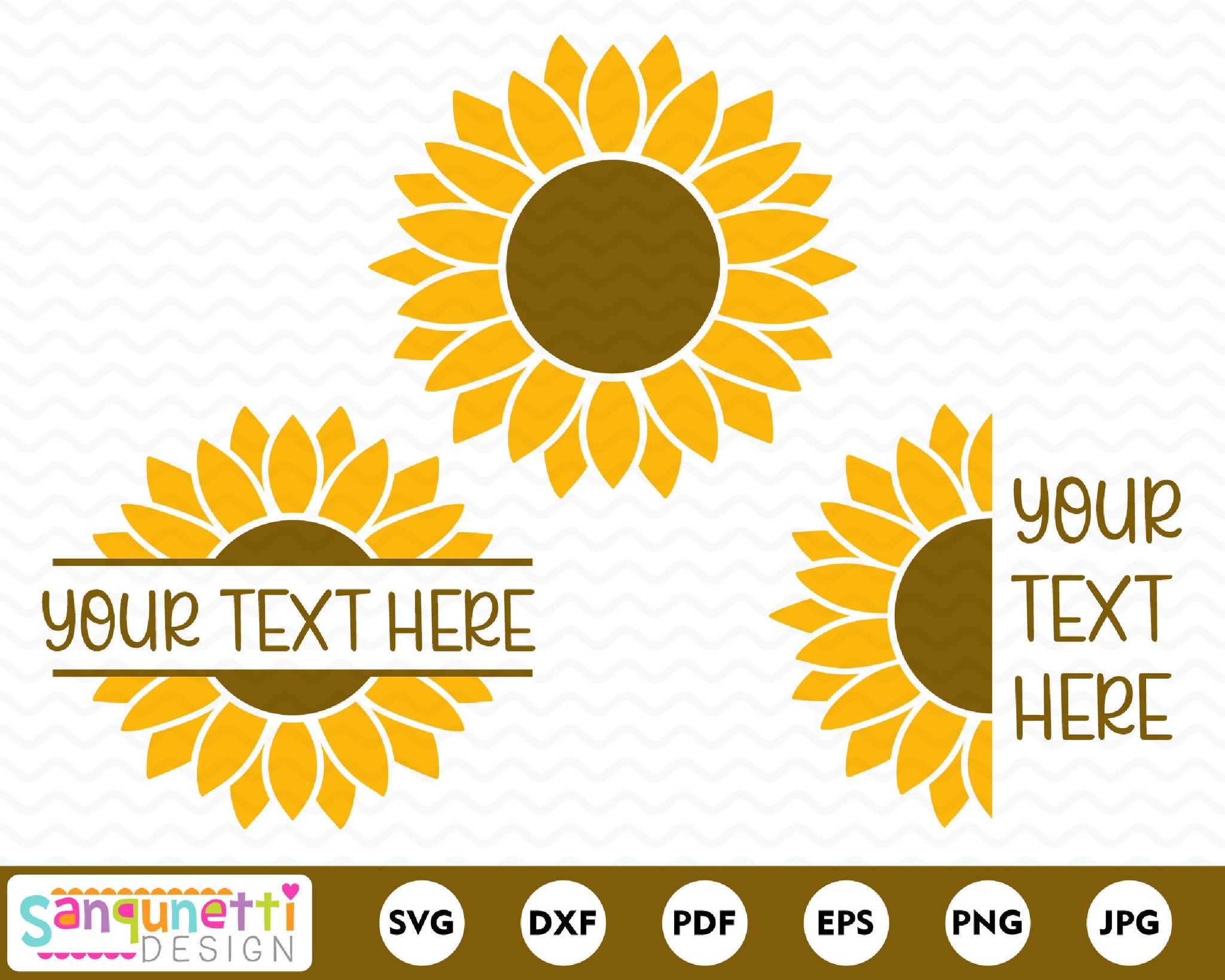 Download Sunflowers SVG, split sunflower design, half sunflower cut ...