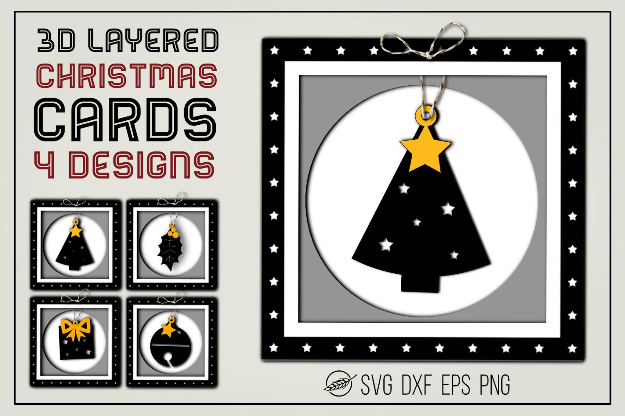 Download 3D layered Christmas cards bundle - SVG & Font Market