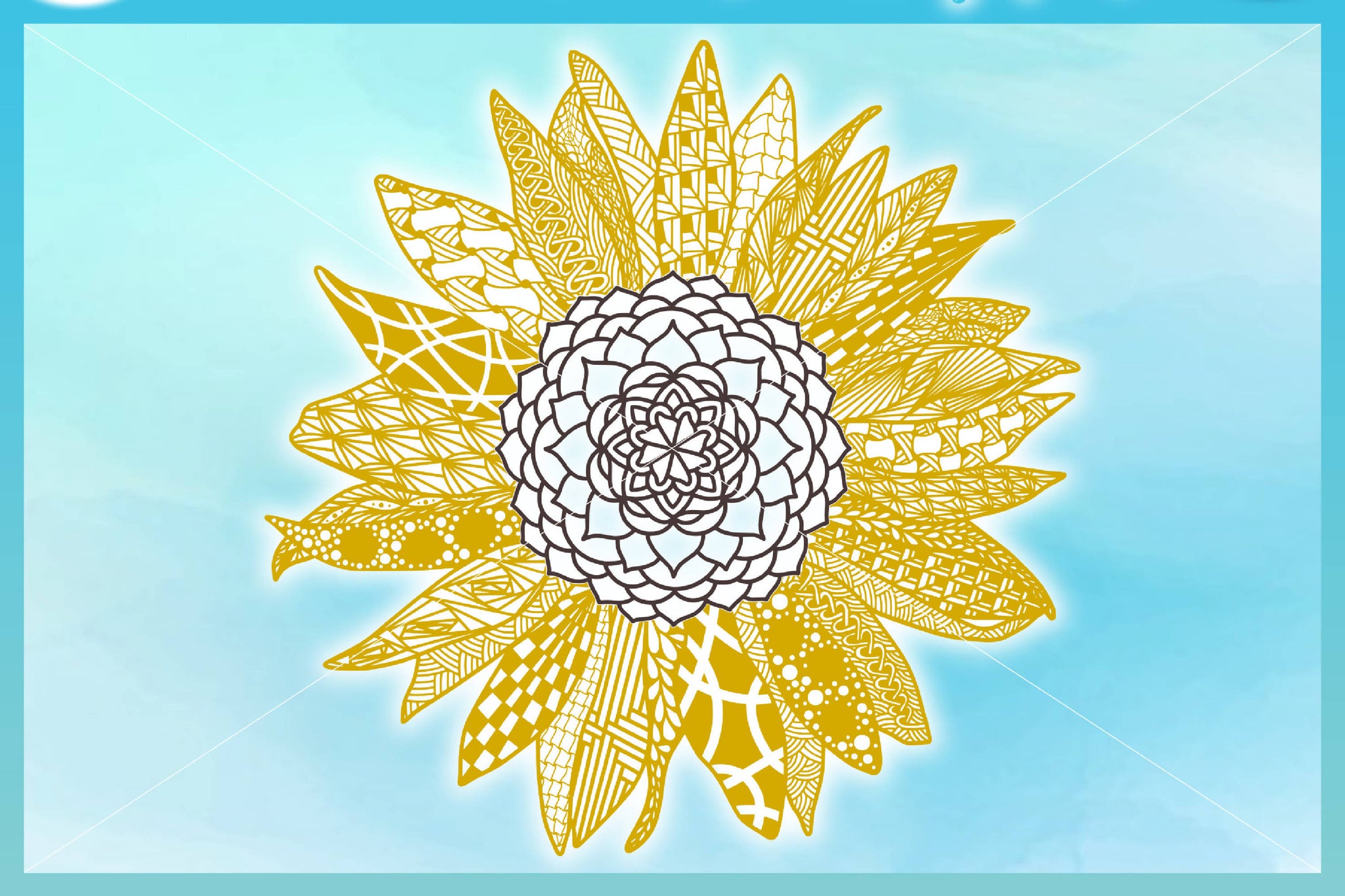 Download Sunflower Mandala Zentangle Svg Svg Font Market