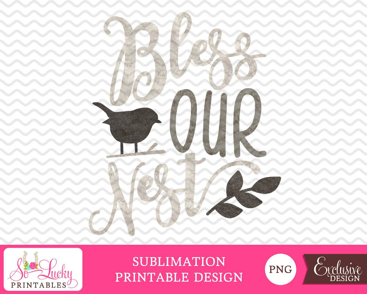 Download Bless our Nest watercolor printable sublimation design - Digital downl - SVG & Font Market