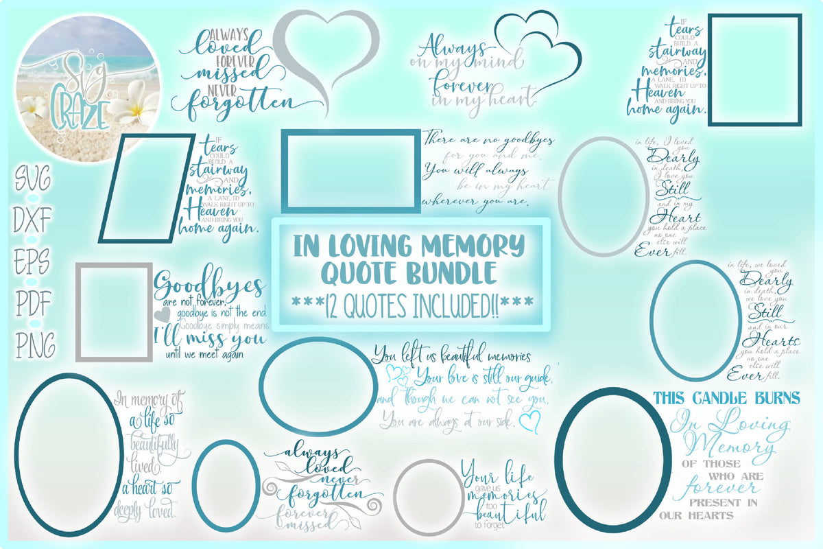 Download In Loving Memory Memorial Quote Bundle SVG - SVG & Font Market