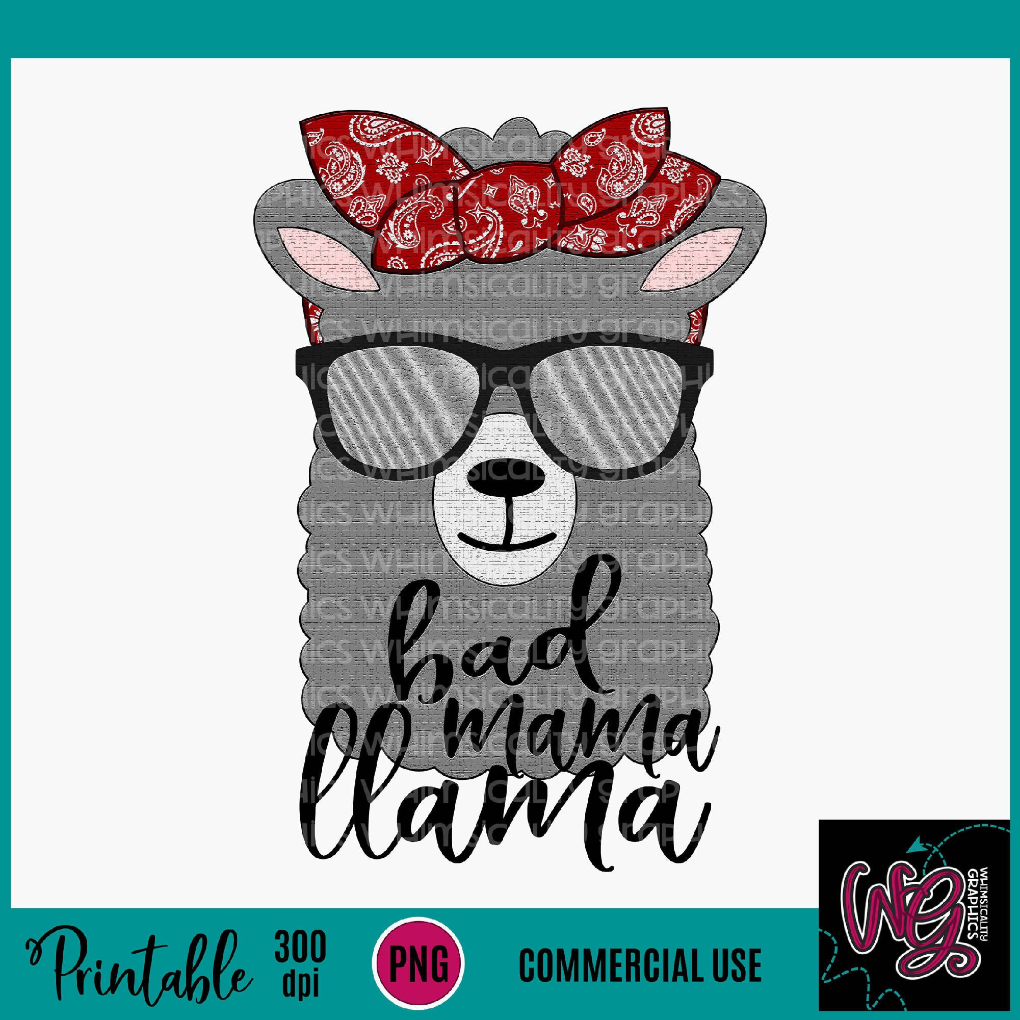 Download Bad Mama Llama Printable 300 dpi PNG WGP140 - SVG & Font ...