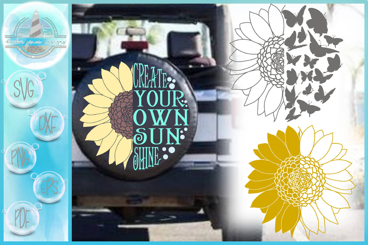 Download Sunflower Create Your Own Sunshine Round Quote SVG - SVG ...