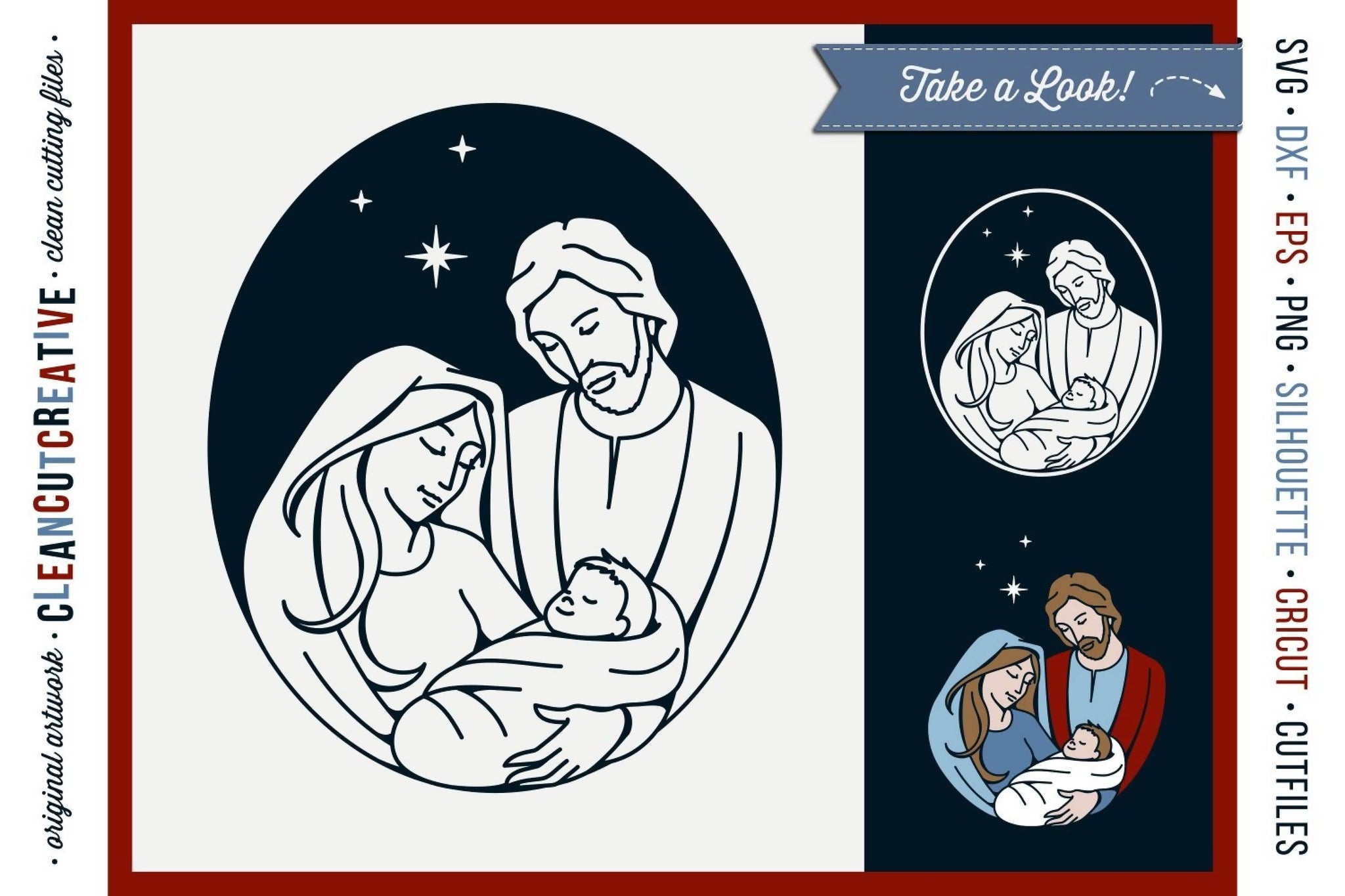 Download Nativity Holy Family Christmas SVG DXF Cut File - SVG ...