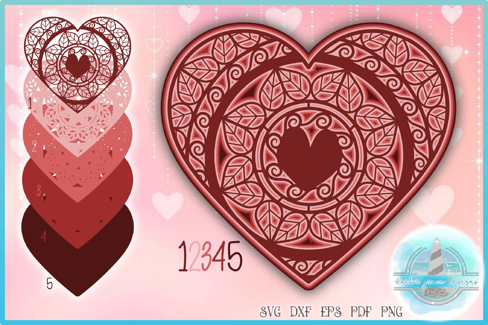 Download 3d Layered Design 3d Heart Mandala Valentines 3d Heart Svg Font Market