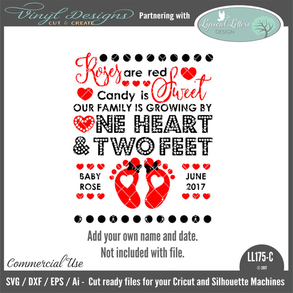 Download One Heart And Two Feet Baby Announcement Paper Party Supplies Invitations Announcements