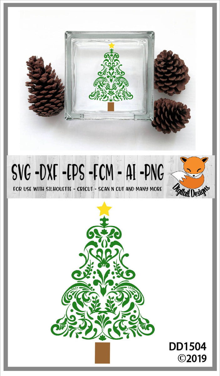 Download Detailed Swirly Mandala Christmas Tree SVG - SVG & Font Market
