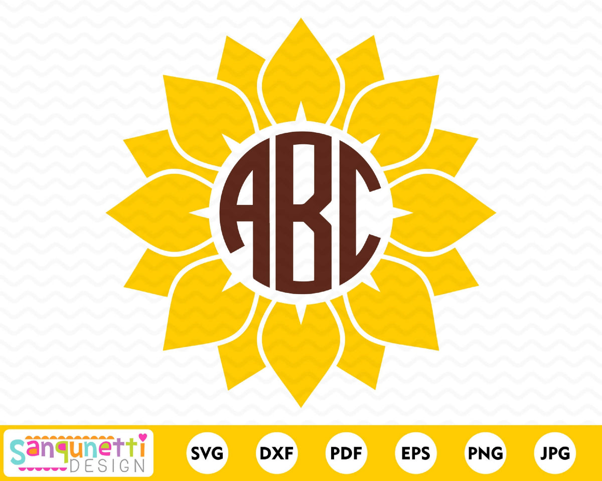 Download Sunflower monogram svg, summer flower cut file - SVG & Font Market