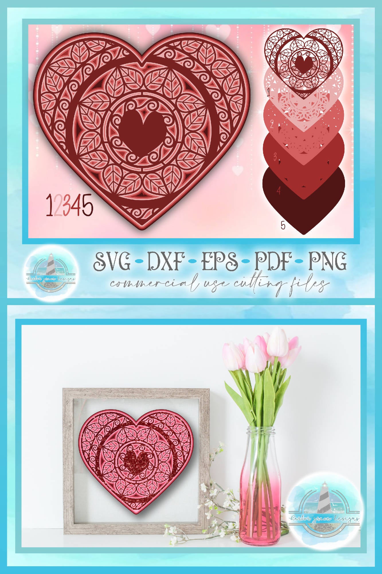 Download 3d Layered Design 3d Heart Mandala Valentines 3d Heart Svg Font Market SVG, PNG, EPS, DXF File