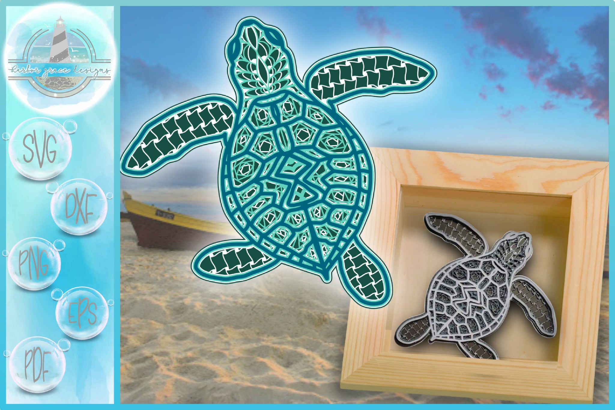 Download 3D Sea Turtle Mandala Multi Layered Mandala SVG - Paper ...