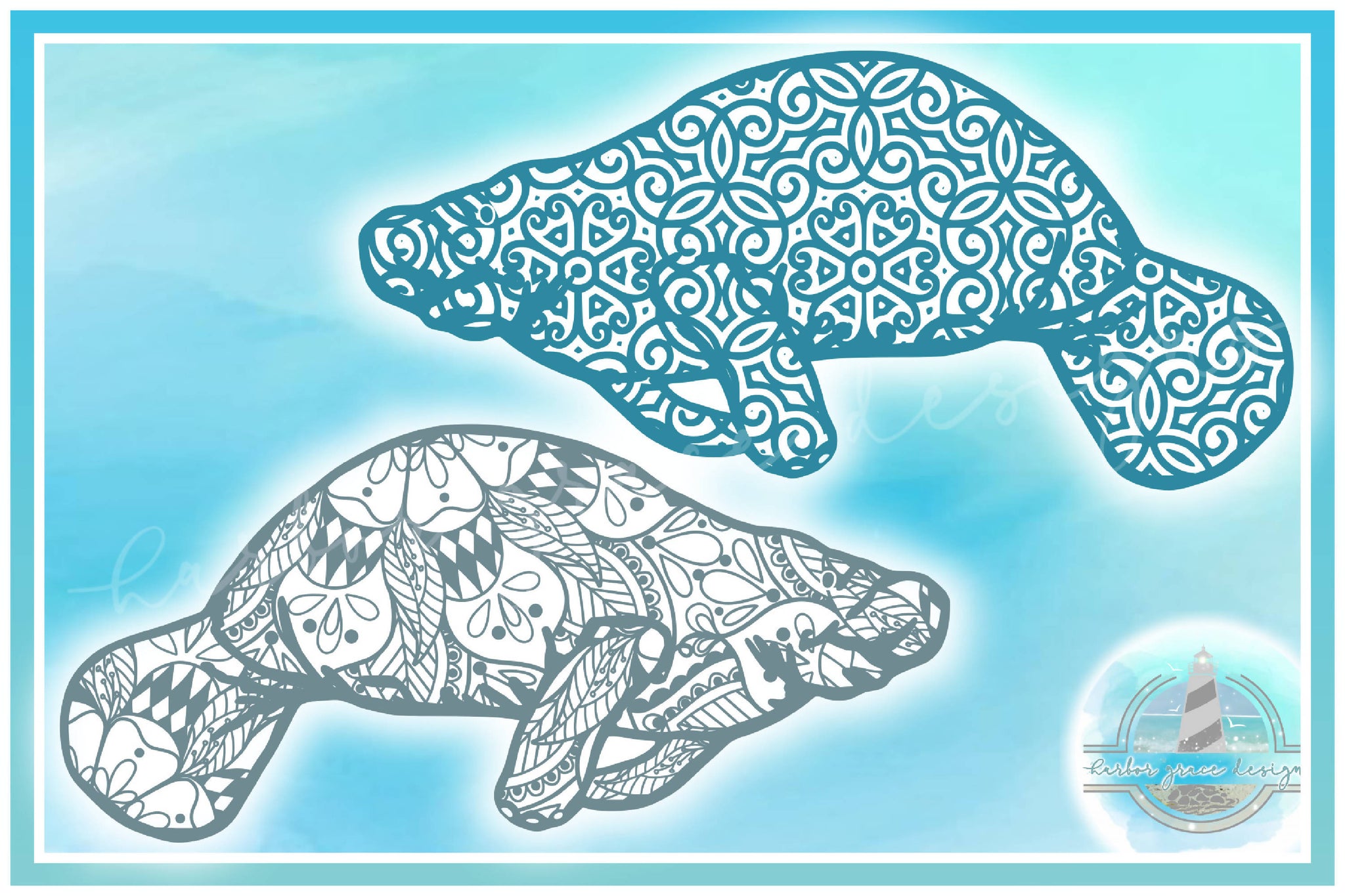 Download Manatee Mandala Zentangle Svg Dxf Eps Png Pdf Files Svg Font Market