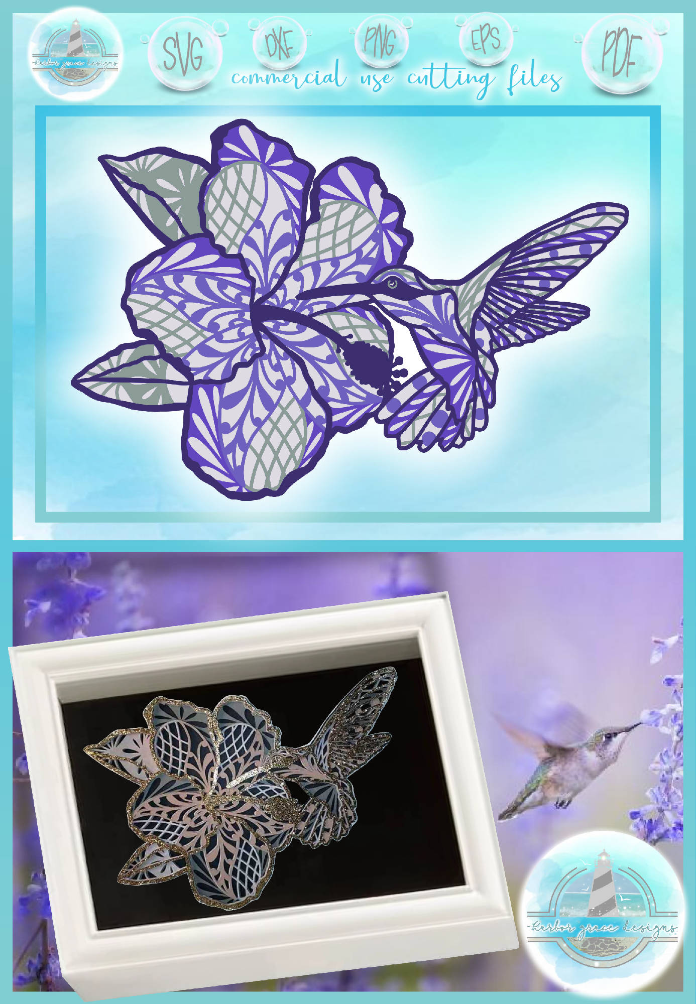 3D Hummingbird with Hibiscus Mandala Multi Layered Mandala ...