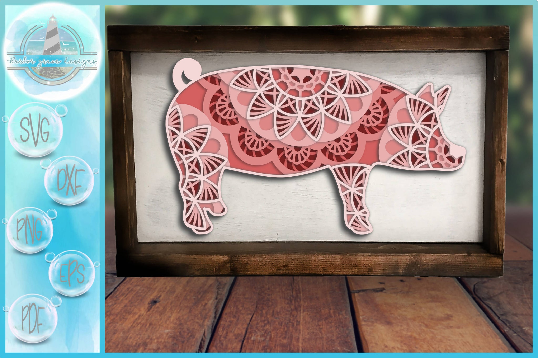 Easy 3d Layered Design Pig Mandala Svg File Multi Layered Mandala Svg Font Market