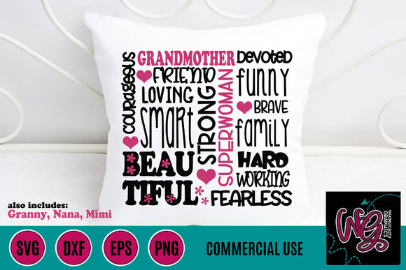 Download Grandmother Names Subway Art Cut File Wg463 Svg Font Market Yellowimages Mockups