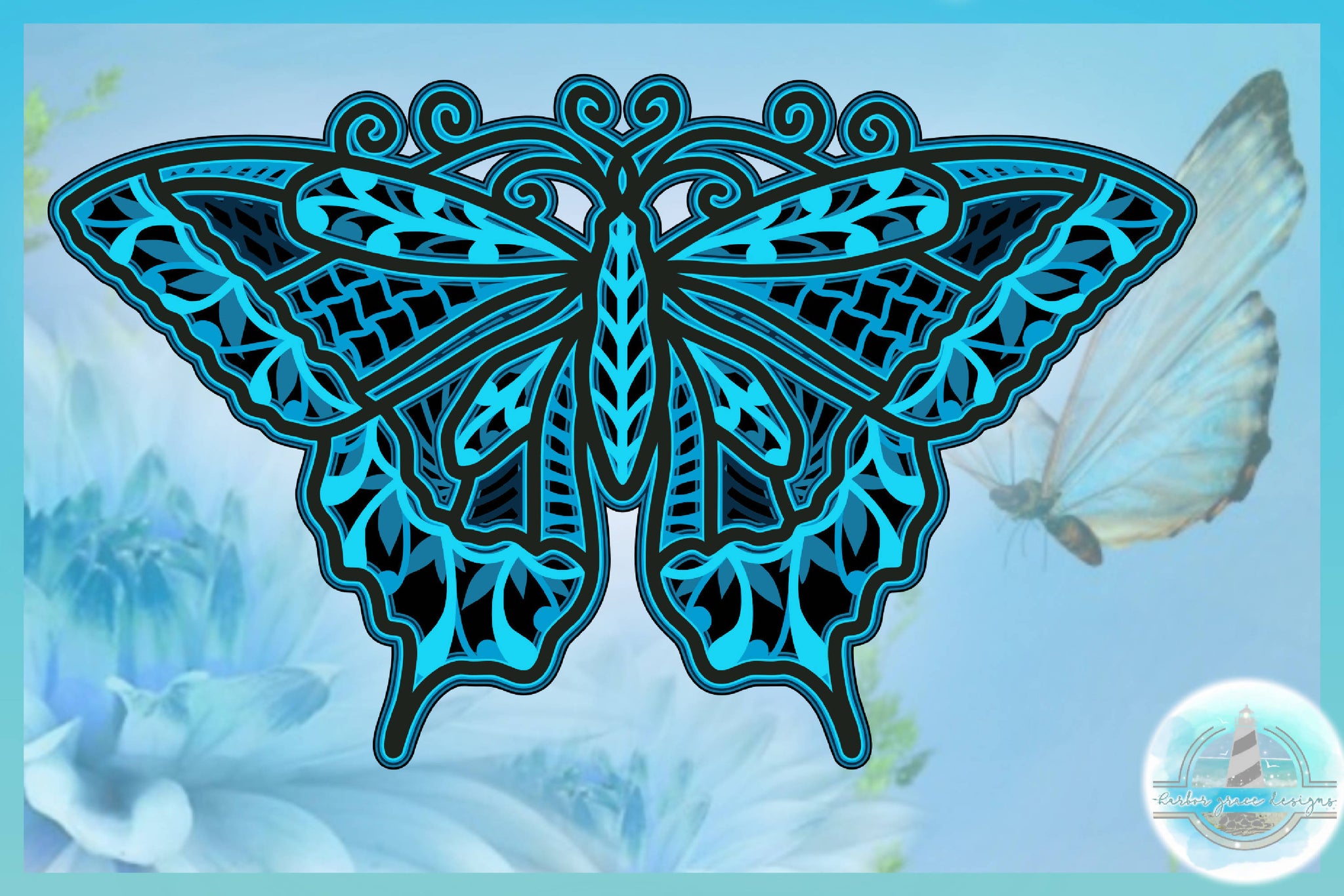 3d Butterfly Mandala Multi Layered Mandala Svg Paper Crafting Lase Svg Font Market