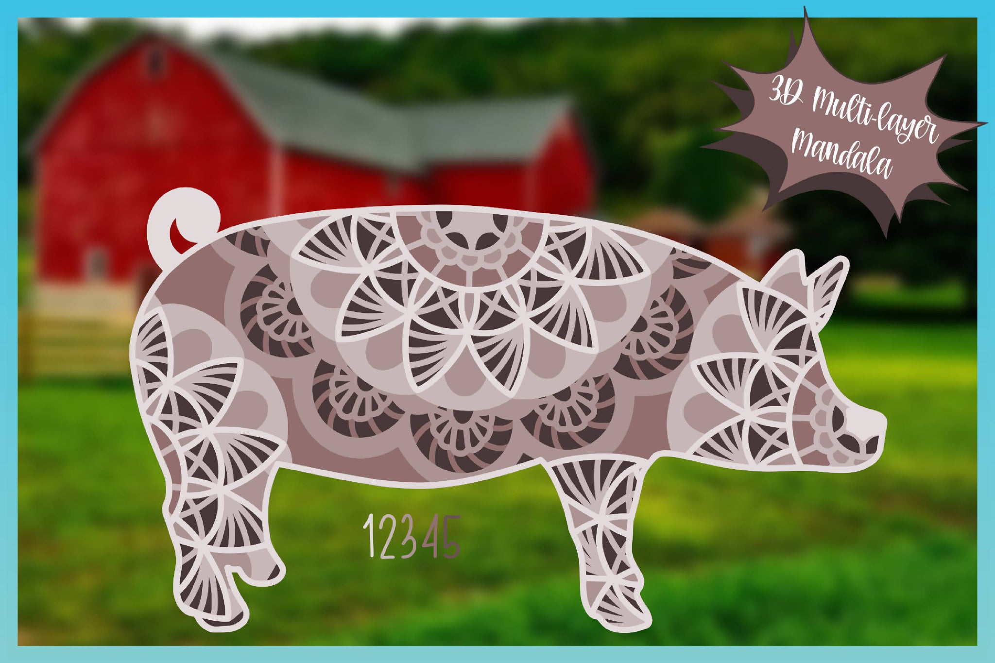 Download Easy 3D Layered Design | Pig Mandala SVG file | Multi ...