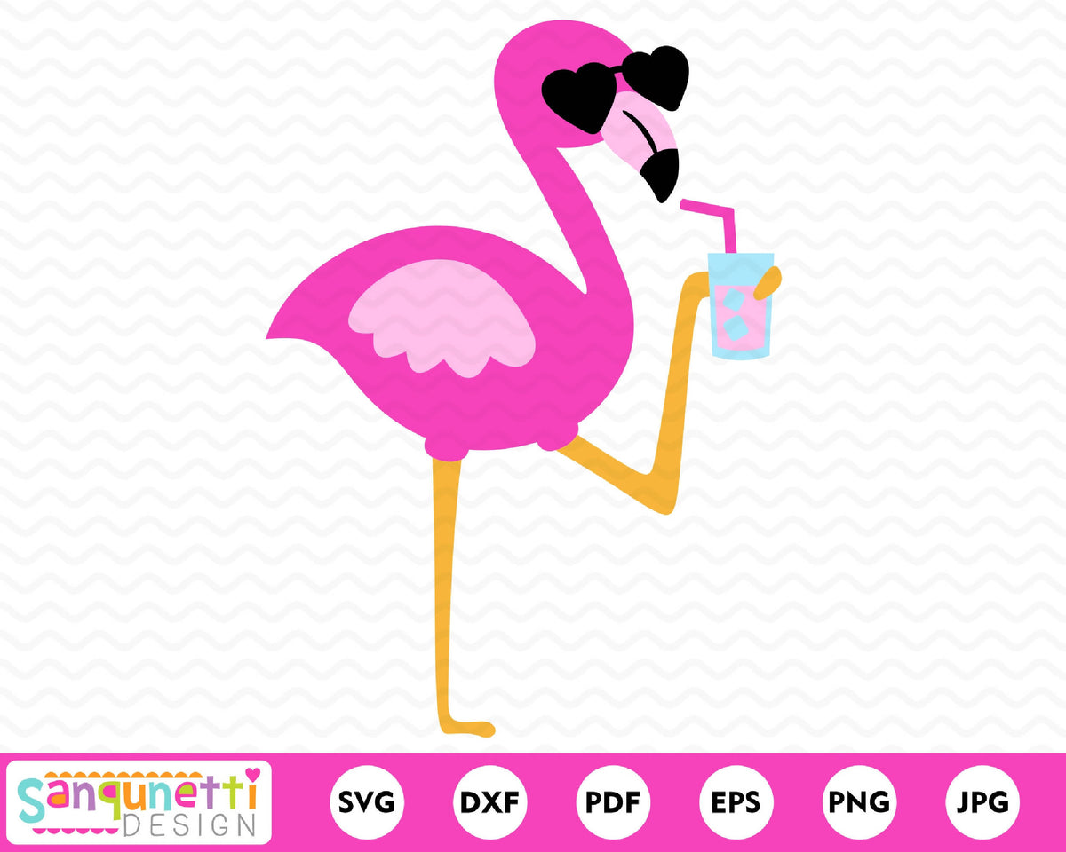 Download Flamingo with drink SVG, summer digital art cutting file ...