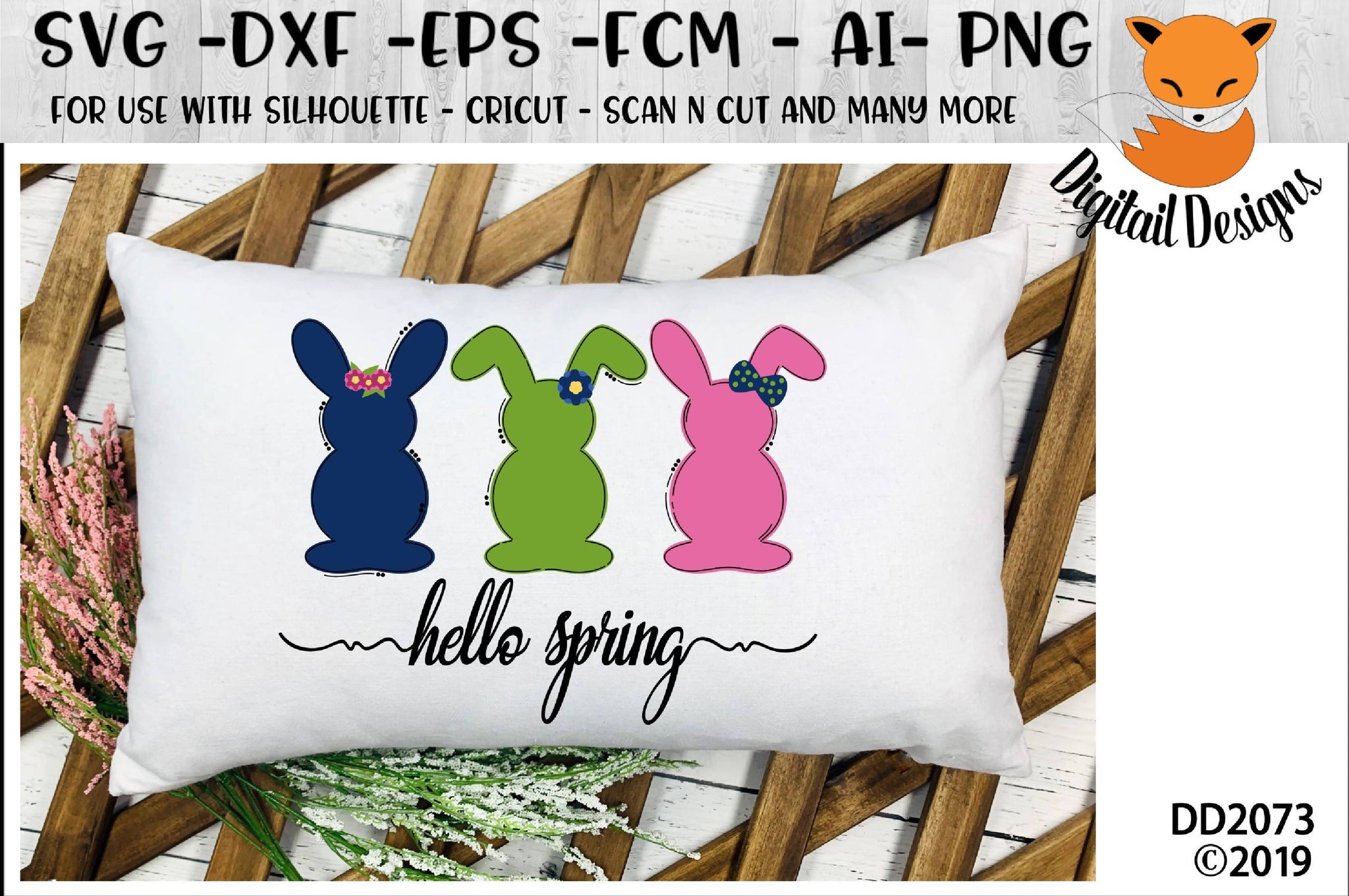 Download Hello Spring Easter Bunnies SVG - SVG & Font Market