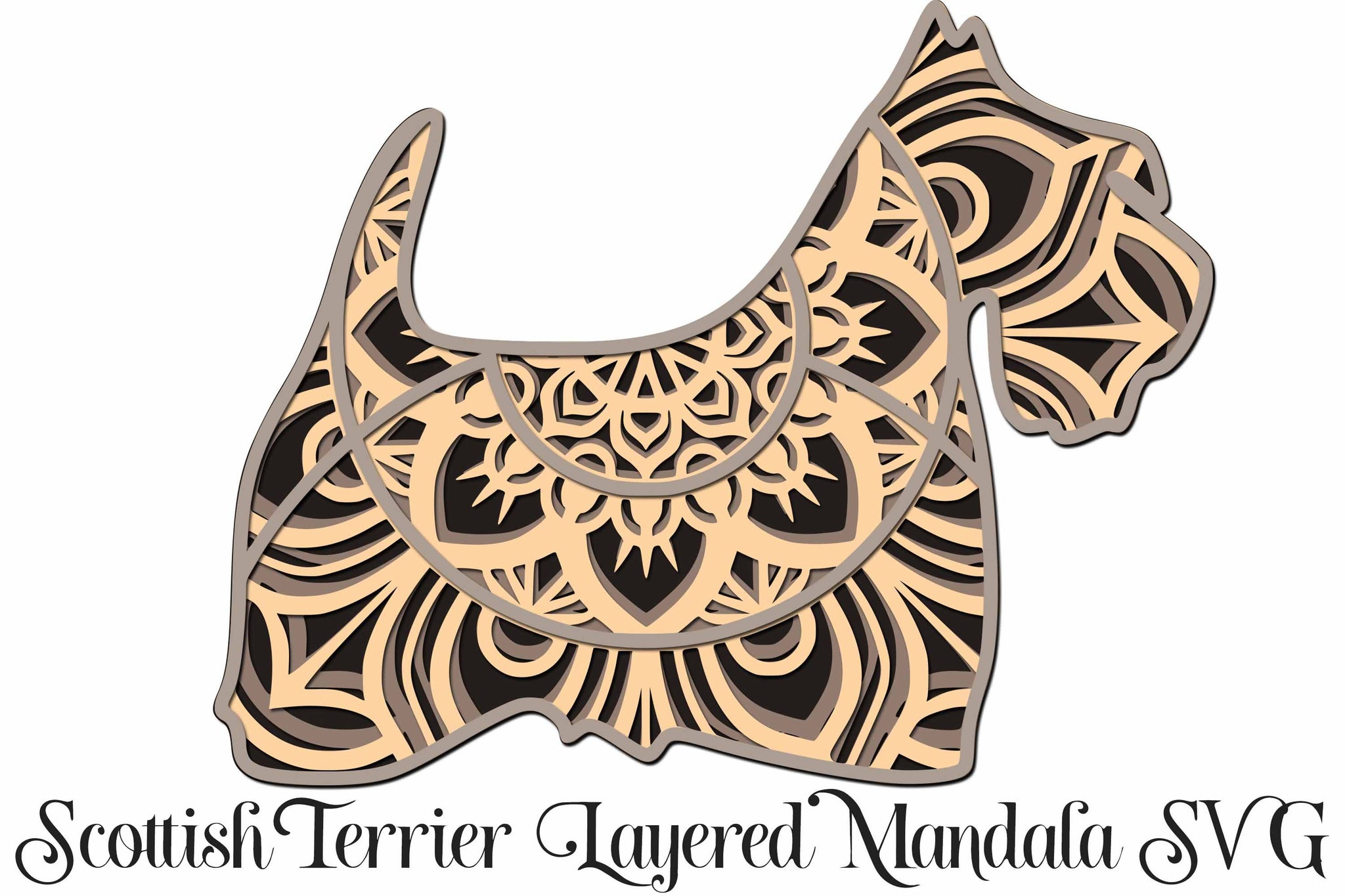 Download Scottish Terrier Dog Mandala Layered 3d Svg 4 Layers Svg Font Market