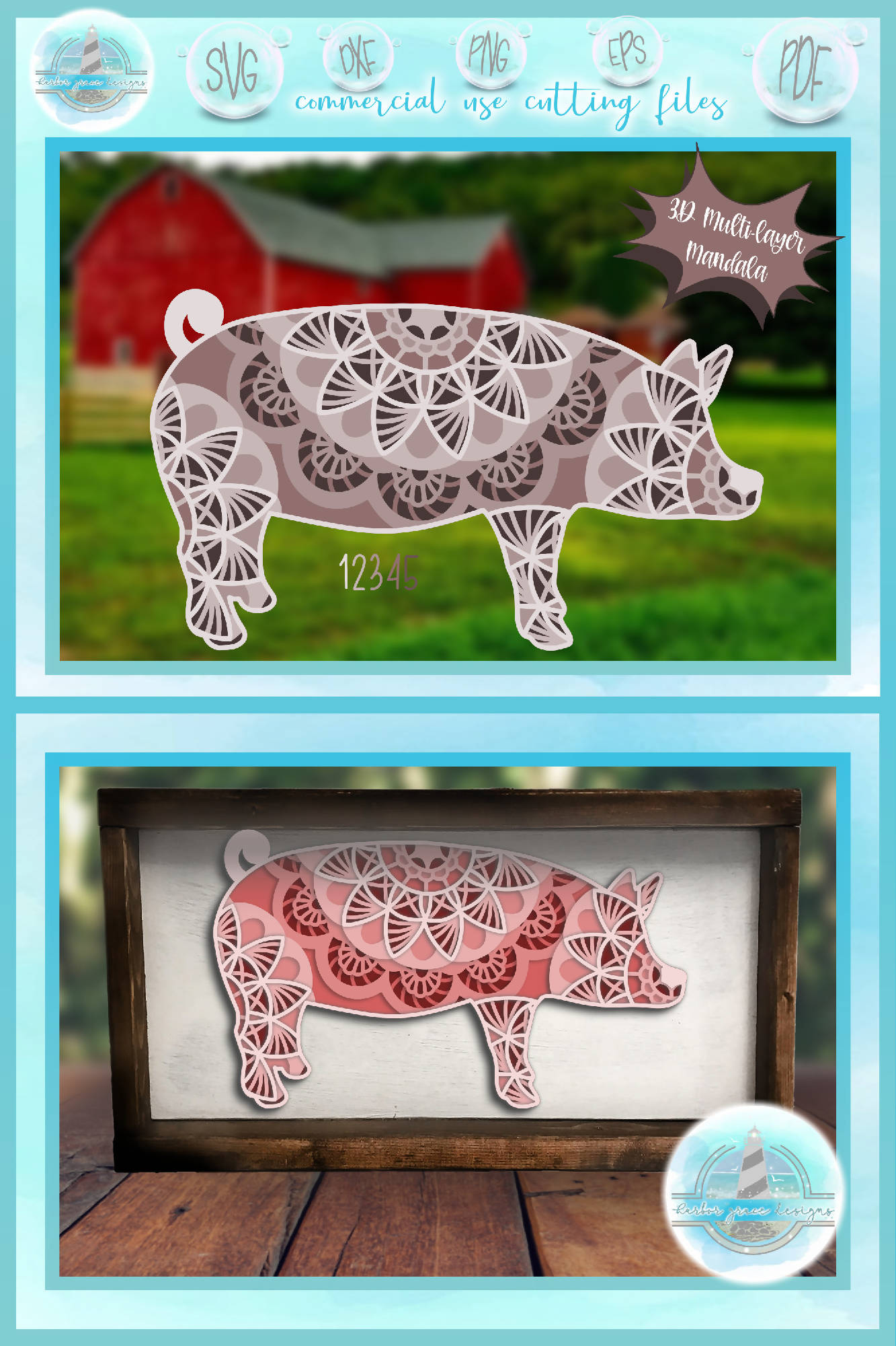 Download Easy 3D Layered Design | Pig Mandala SVG file | Multi ...