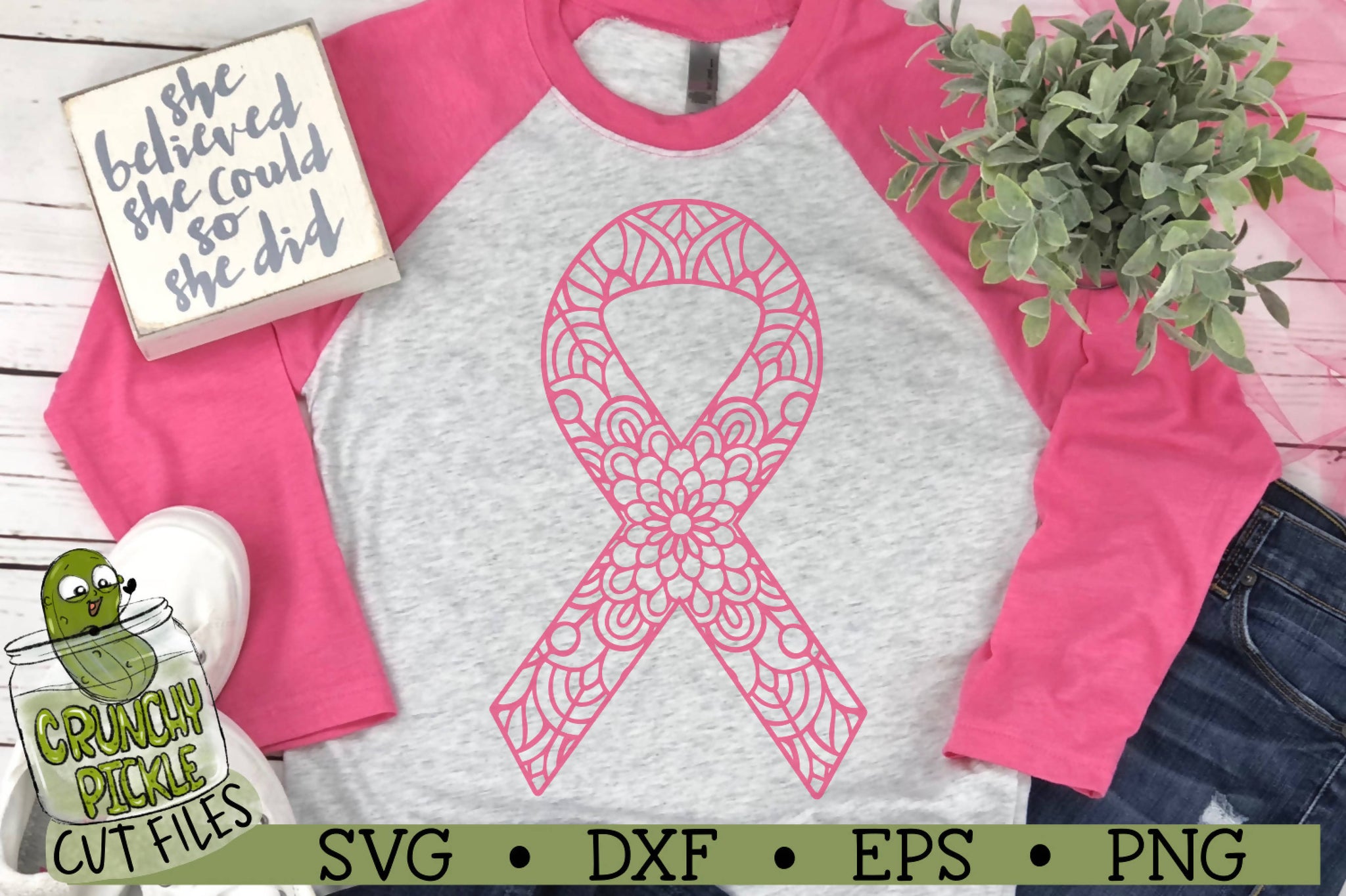 Download Mandala Breast Cancer Ribbon Svg Cut File Svg Font Market