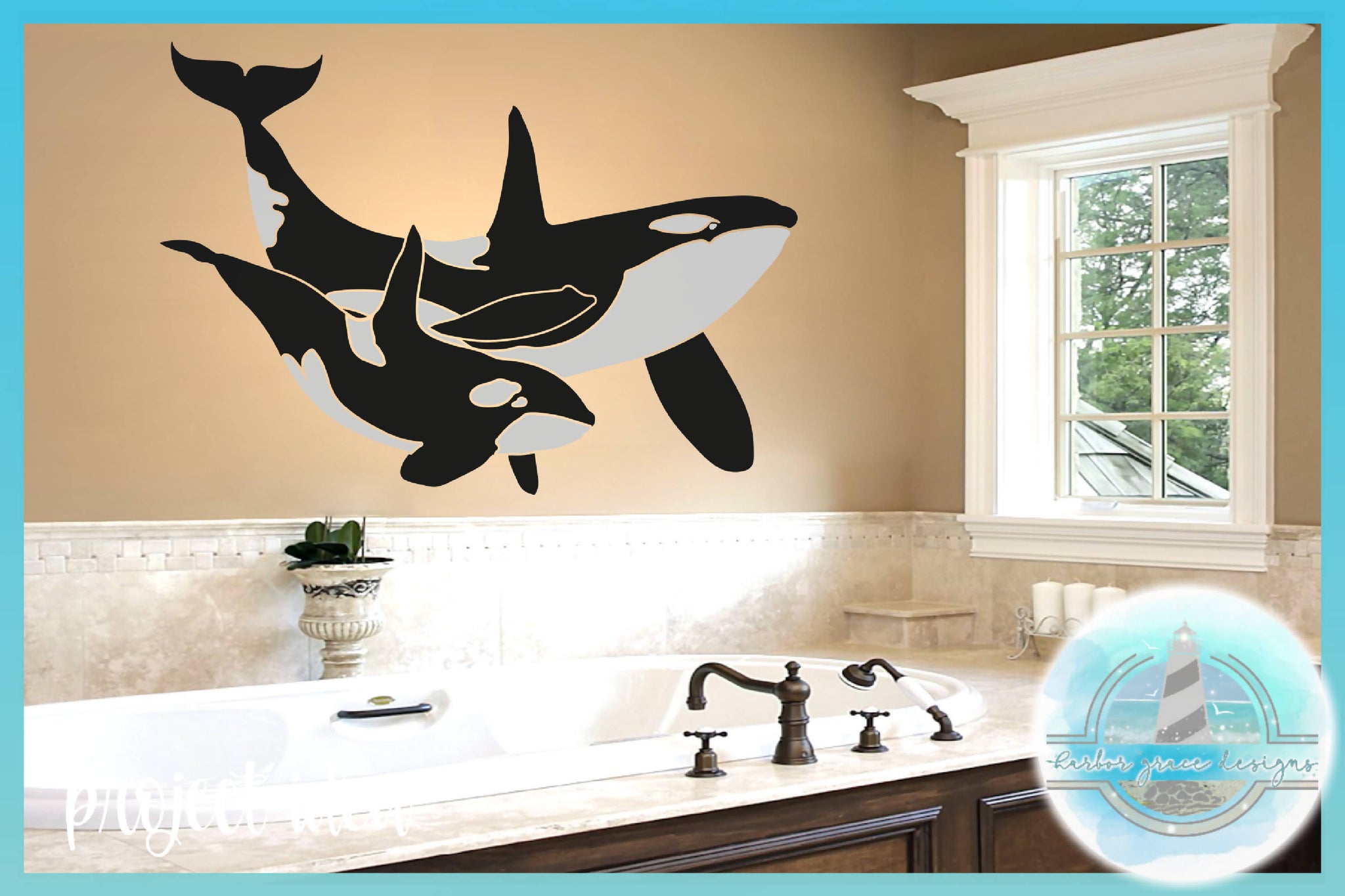 Download Orca Mother And Baby Calf Killer Whale Nautical Animal Svg Svg Font Market