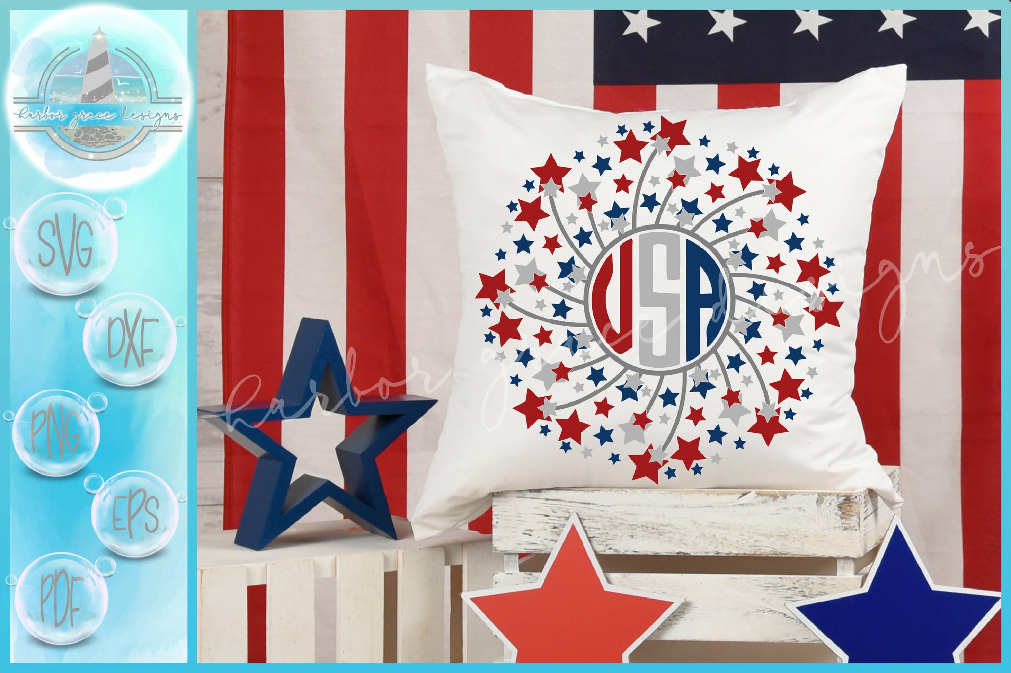 Download Hand Drawn Stars Fireworks Usa Mandala Svg Bundle Half Split Frame Svg Font Market