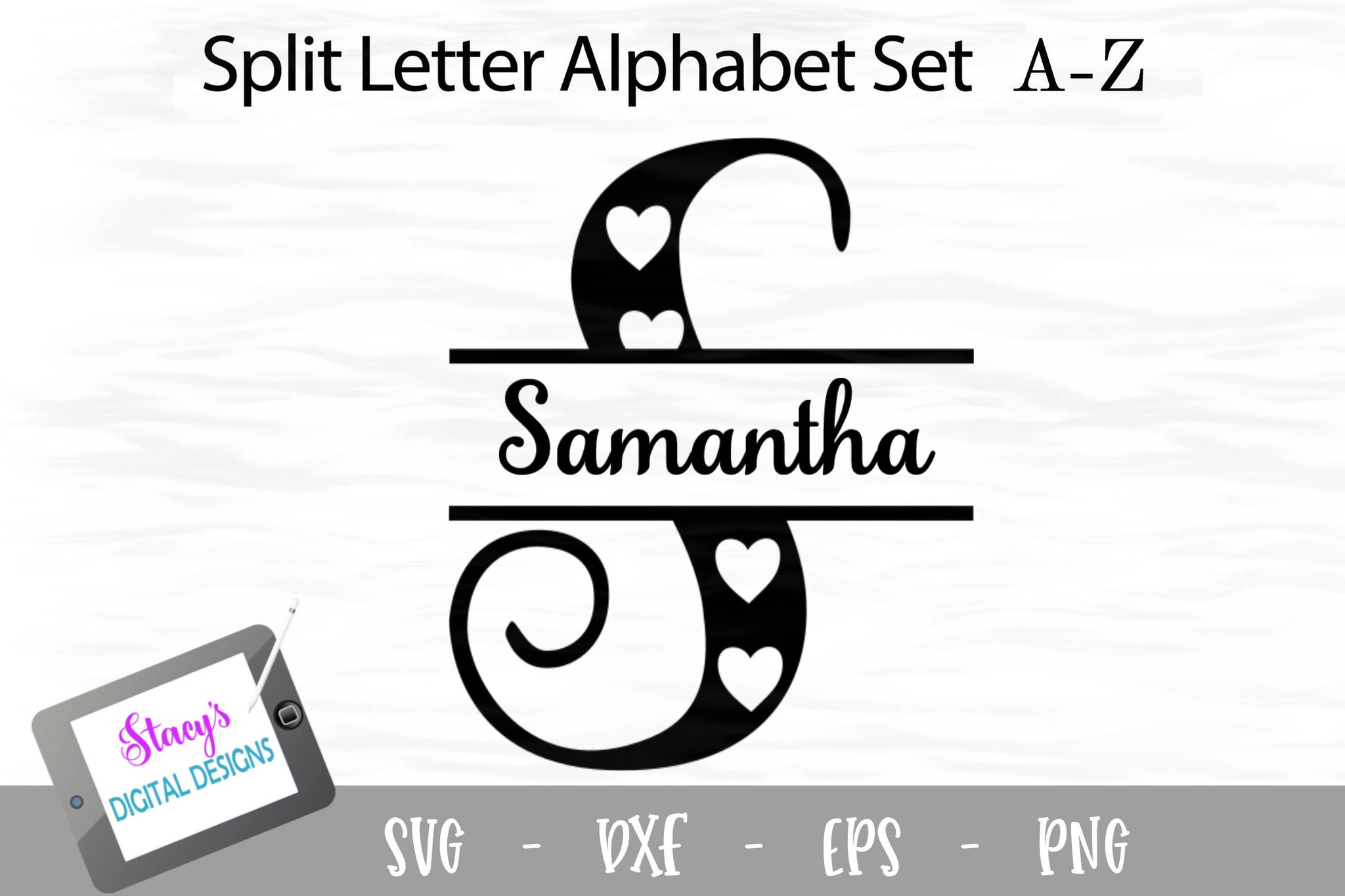 Download Split Letters A Z 26 Split Monogram Svg Files With Hearts Svg Font Market