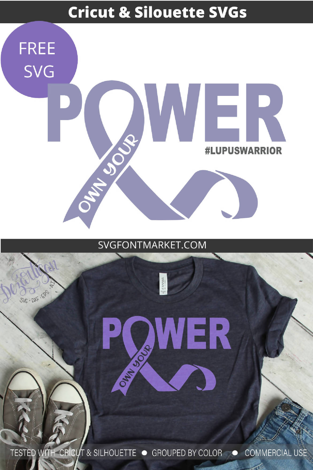 Own Your Power Awareness Ribbon Lupus Cancer Svg Cut File Svg Font Market