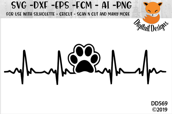 Download Paw Print Ekg Dog Cat Lover Heartbeat Svg Svg Font Market PSD Mockup Templates