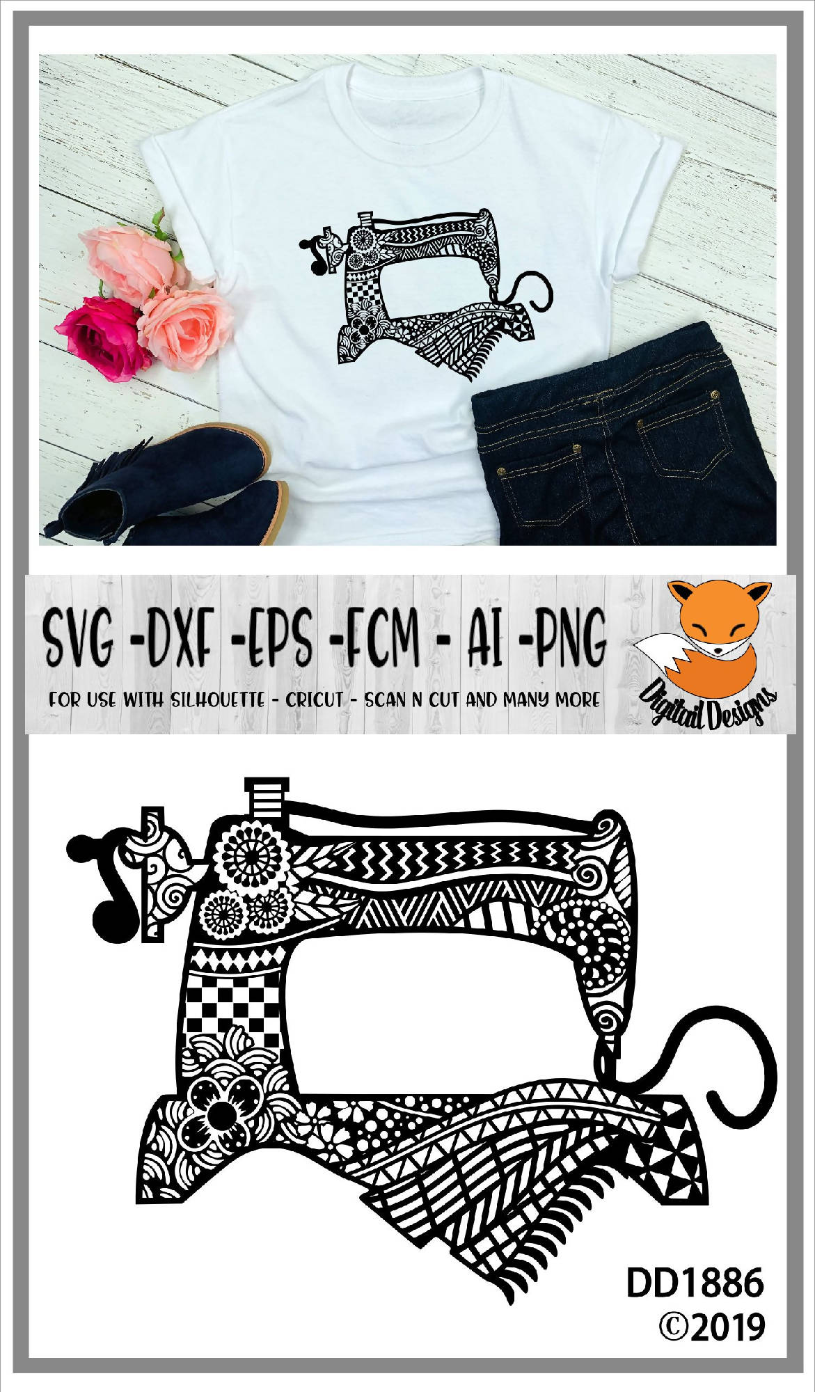 Download Zentangle Sewing Machine SVG - SVG & Font Market