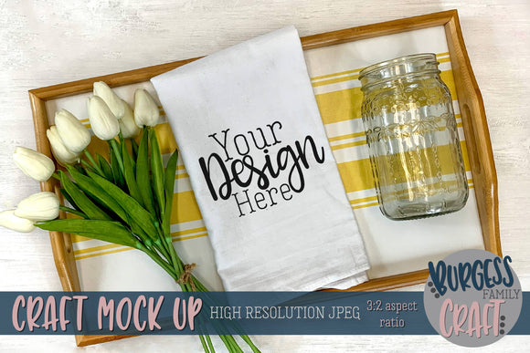 Download Cheerful flour sack towel | Craft mock up - SVG & Font Market