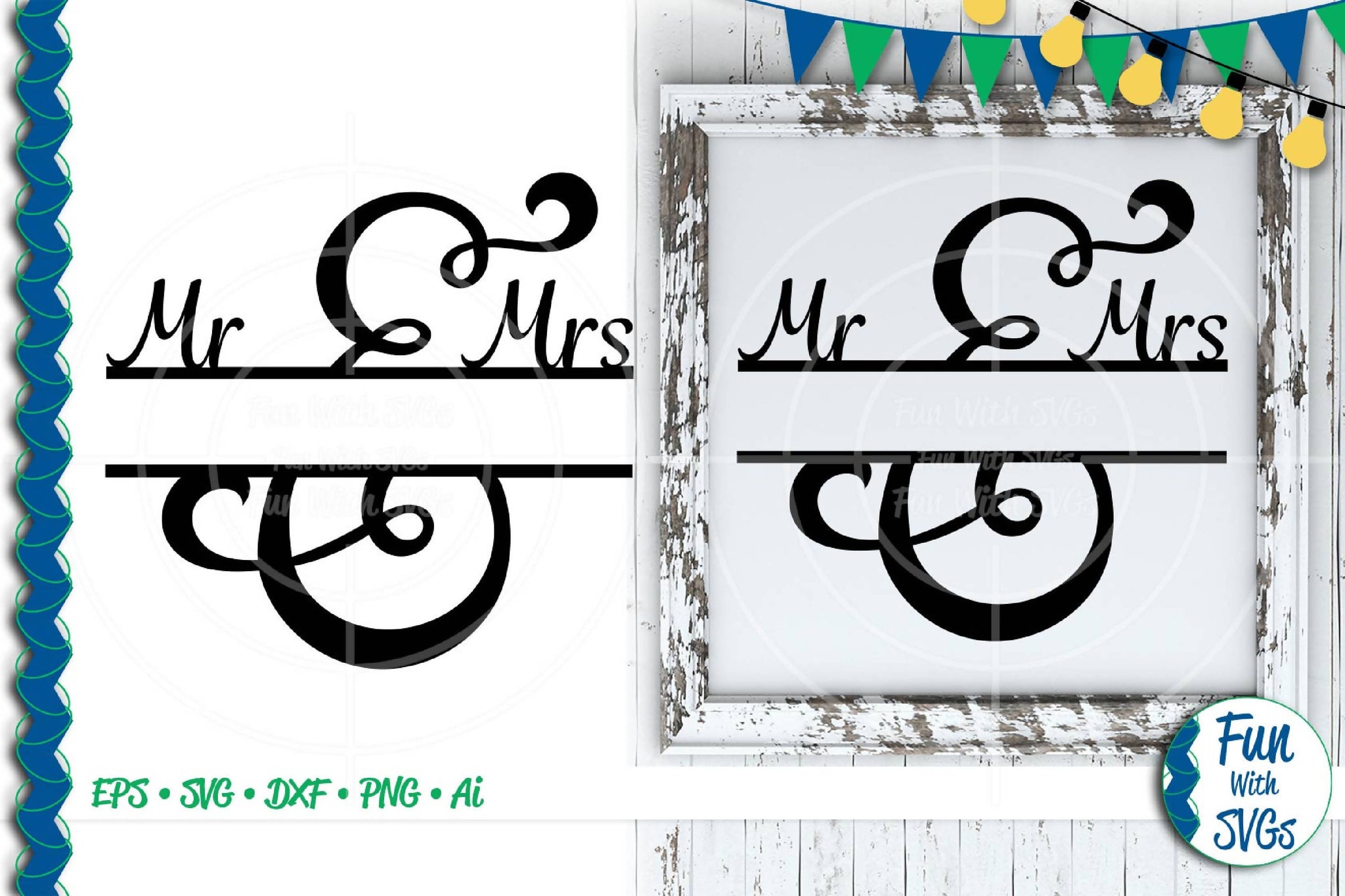 Download Mr. and Mrs. Split Monogram SVG - SVG & Font Market