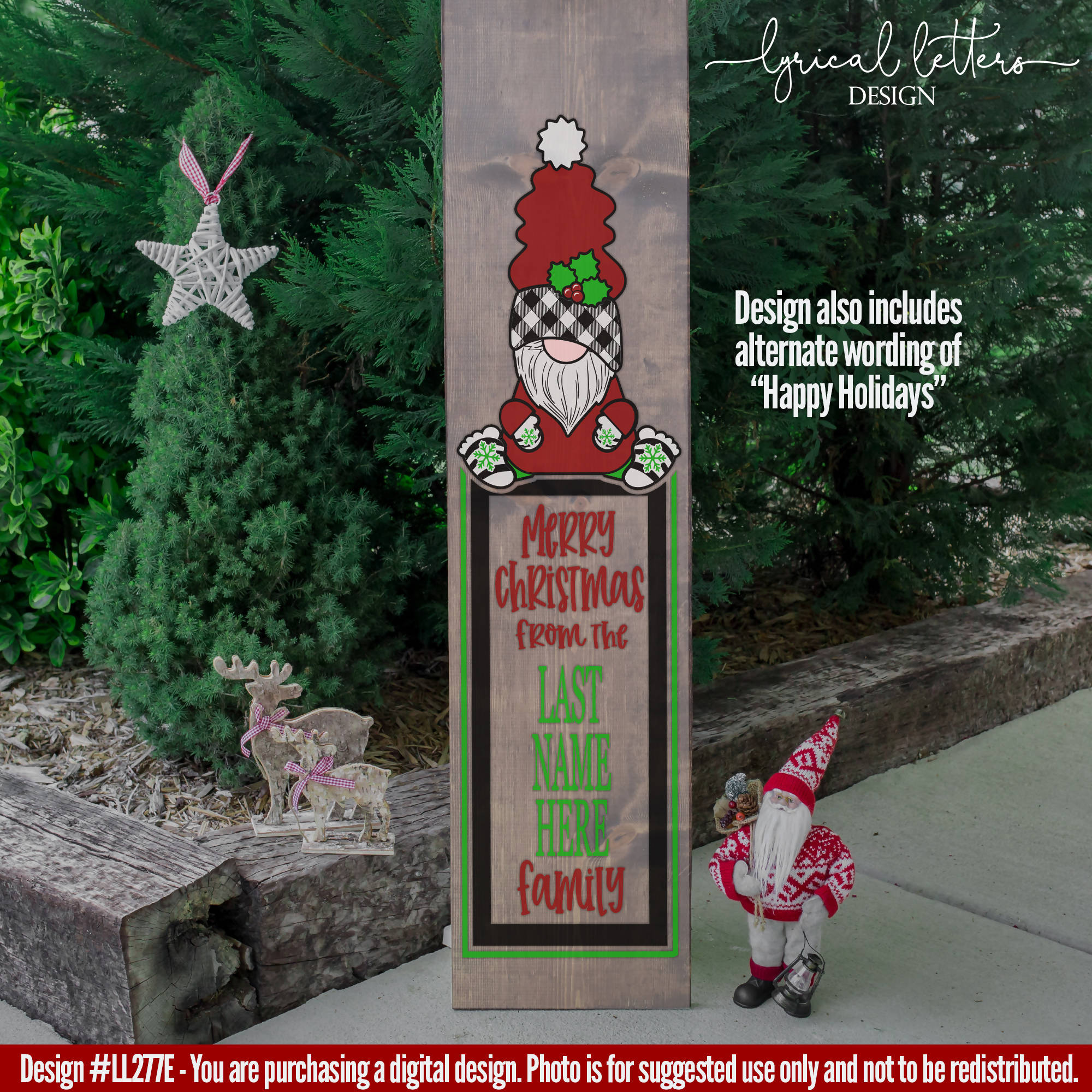 Download Merry Christmas Gnome Vertical Sign SVG Cut File - SVG ...