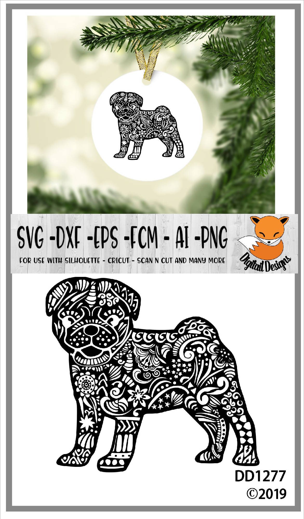 Zentangle Pug Dog Svg Svg Font Market